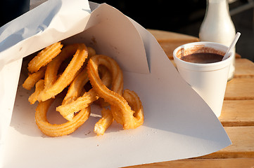 Image showing Churros with chocolate