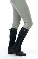 Image showing Woman wearing horse riding boots and breeches