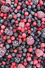 Image showing Close up of frozen mixed fruit  - berries 