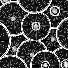 Image showing Bicycle background from many white wheels vector