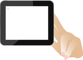 Image showing Hands with tablet computer isolated on white background