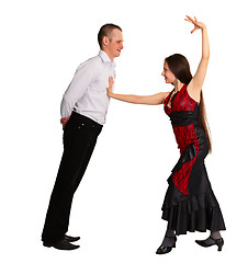 Image showing Couple passionately dancing ballroom dance
