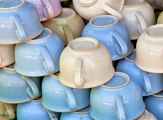 Image showing Old-fashioned ceramic chamber pots on the market