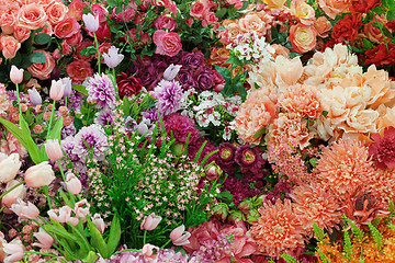 Image showing Background from artificial flowers