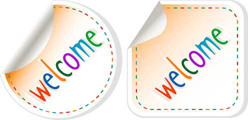 Image showing Welcome stickers label set isolated on white