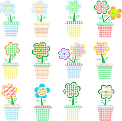 Image showing flowers in pot colorful vector set