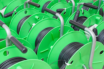 Image showing Group of cable reels for new fiber optic installation