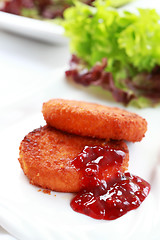 Image showing Baked Camembert with Cranberry Sauce