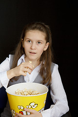 Image showing girl with popcorn