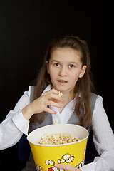 Image showing girl with popcorn