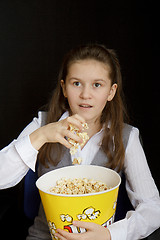 Image showing girl with popcorn