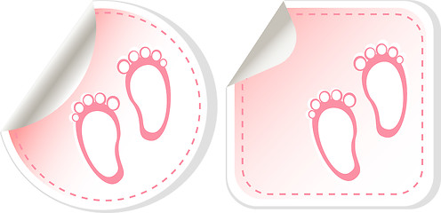 Image showing baby girl announcement card. vector label set