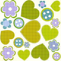 Image showing scrapbook design elements set: frames, heart, buttons, flowers