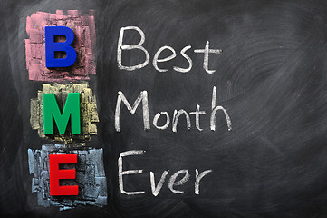 Image showing Acronym of BME for Best Month Ever