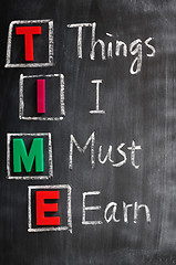 Image showing Acronym of Time for Things I must earn