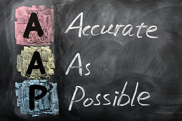 Image showing Acronym of AAP for Accurate as Possible
