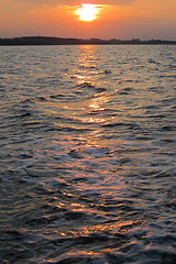 Image showing sunset on the sea