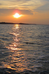 Image showing sunset on the sea