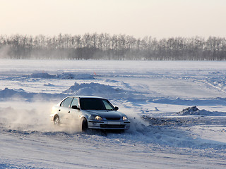 Image showing Car on winter road.