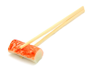 Image showing sushi on chopstick