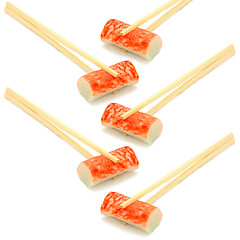 Image showing sushi on chopstick