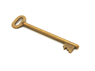 Image showing old golden key on white background