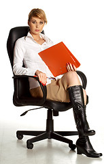 Image showing office lady in chair