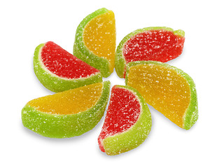 Image showing Colorful fruit sugary candies close-up