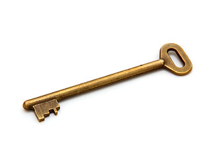 Image showing old golden key on white background