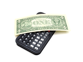 Image showing Calculator and one dollar