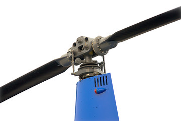 Image showing blade and blue helicopter gearbox