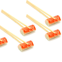 Image showing sushi on chopstick