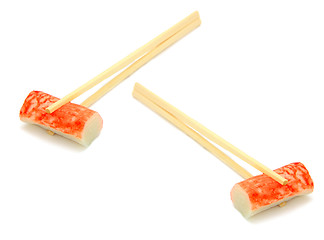 Image showing sushi on chopstick