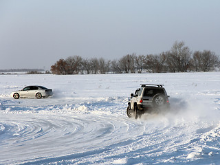 Image showing Car on winter road.