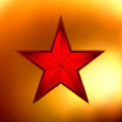 Image showing illustration of a Gold star on red. EPS 8