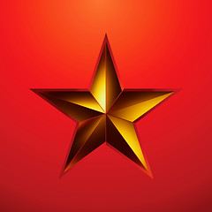 Image showing illustration of a Gold star on red. EPS 8