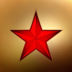 Image showing illustration of a red star on gold. EPS 8