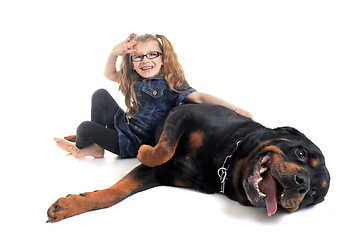 Image showing rottweiler and child