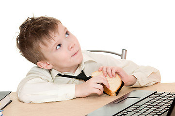 Image showing boy with sandwich