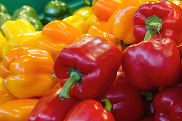 Image showing Red Yellow and Green Bell Peppers