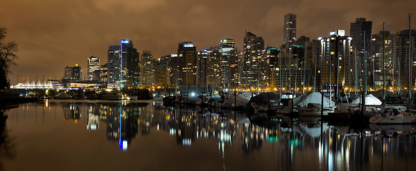 Image showing Vancouver BC Skyline from Stanley Park at Nigh