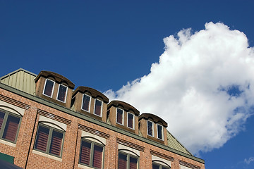 Image showing Close up on an Old Building with Cloudy Background