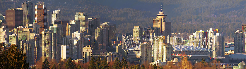 Image showing Sunset on Vancouver BC City Skyline