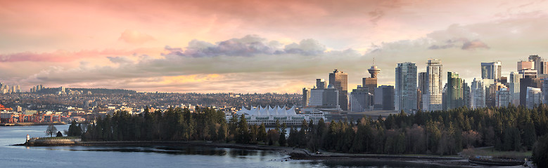 Image showing Vancouver BC City Skyline and Stanley Park