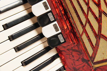 Image showing Red accordion, close up