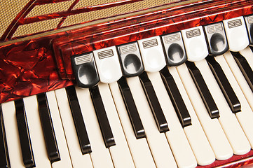 Image showing Red accordion, close up