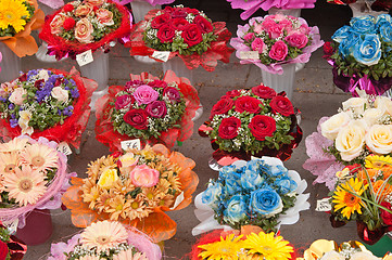 Image showing variety of bouquets of flowers, close-up