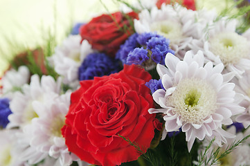 Image showing Bouquet of multi-coloured summer flowers