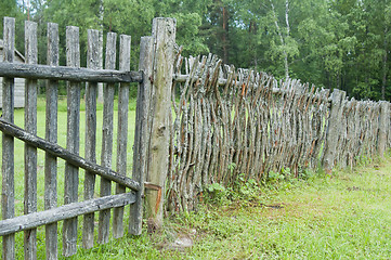 Image showing old wooden fence in the countryside