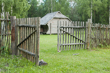 Image showing old wooden fence in the countryside